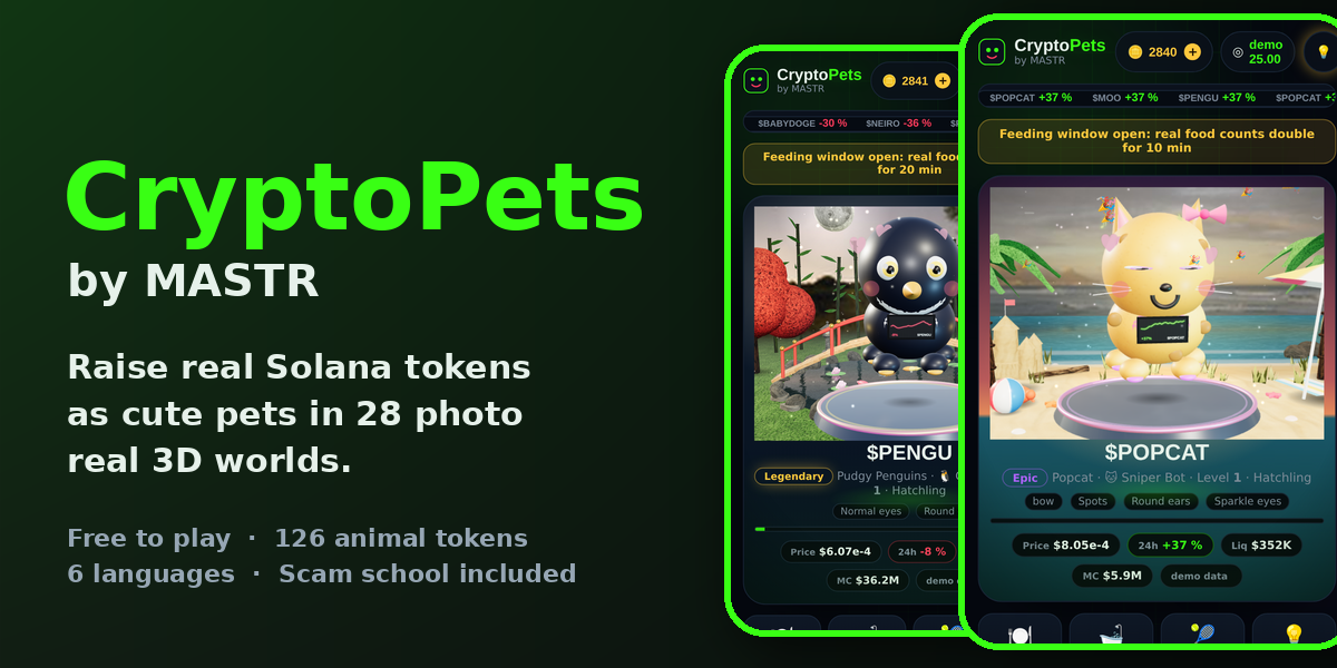 CryptoPets by MASTR · 126 / 28 / 6